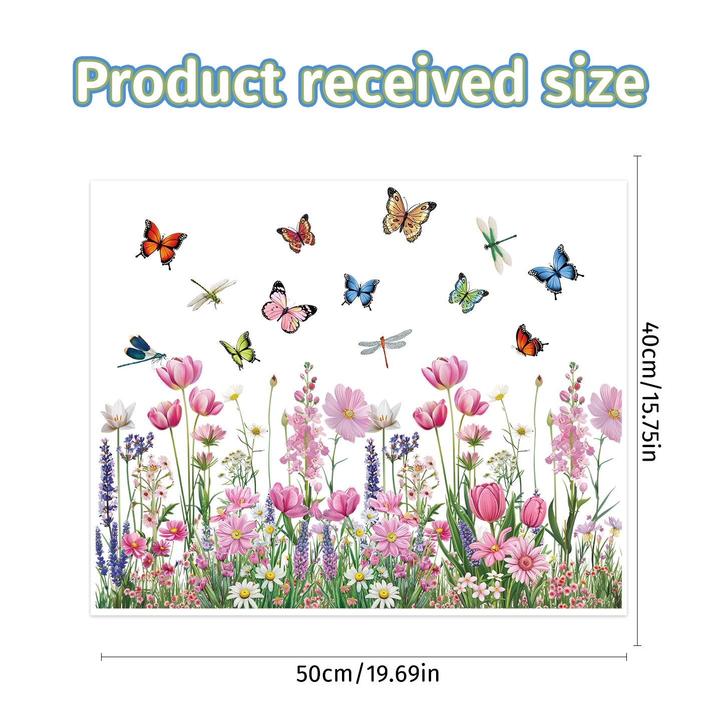 

Tulip Flowers And Plants Butterfly Glass Window Balcony Atmosphere Decorative Glass Stickers Electrostatic Glue-Free Quality Flower&Plant Buttfly [Uv] (Opp Roll)