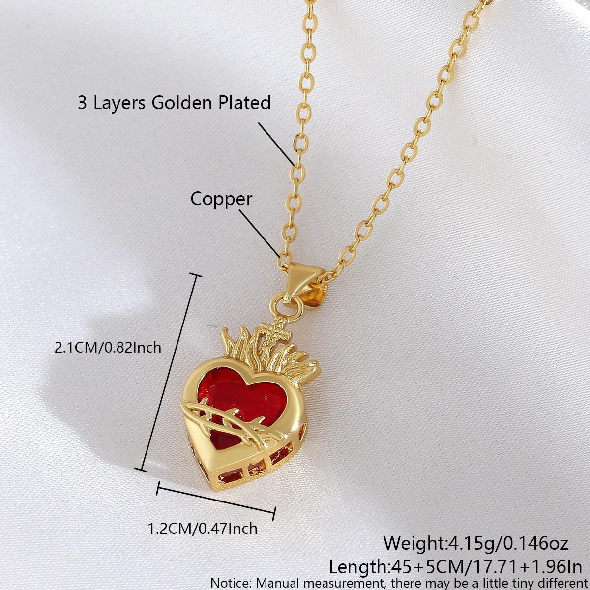 

Heart-shaped Zircon Cross Pendant Necklace, Sacred Heart Necklace, Heart-shaped Necklace NAB10-5