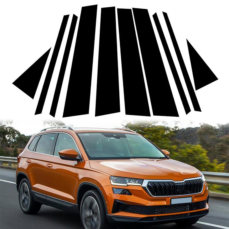 8pcs/set Car Window Pillar Posts Door Trims Cover Stickers Glossy Black Accessories For Skoda Karoq 2017-2021 2022 Exterior Decor