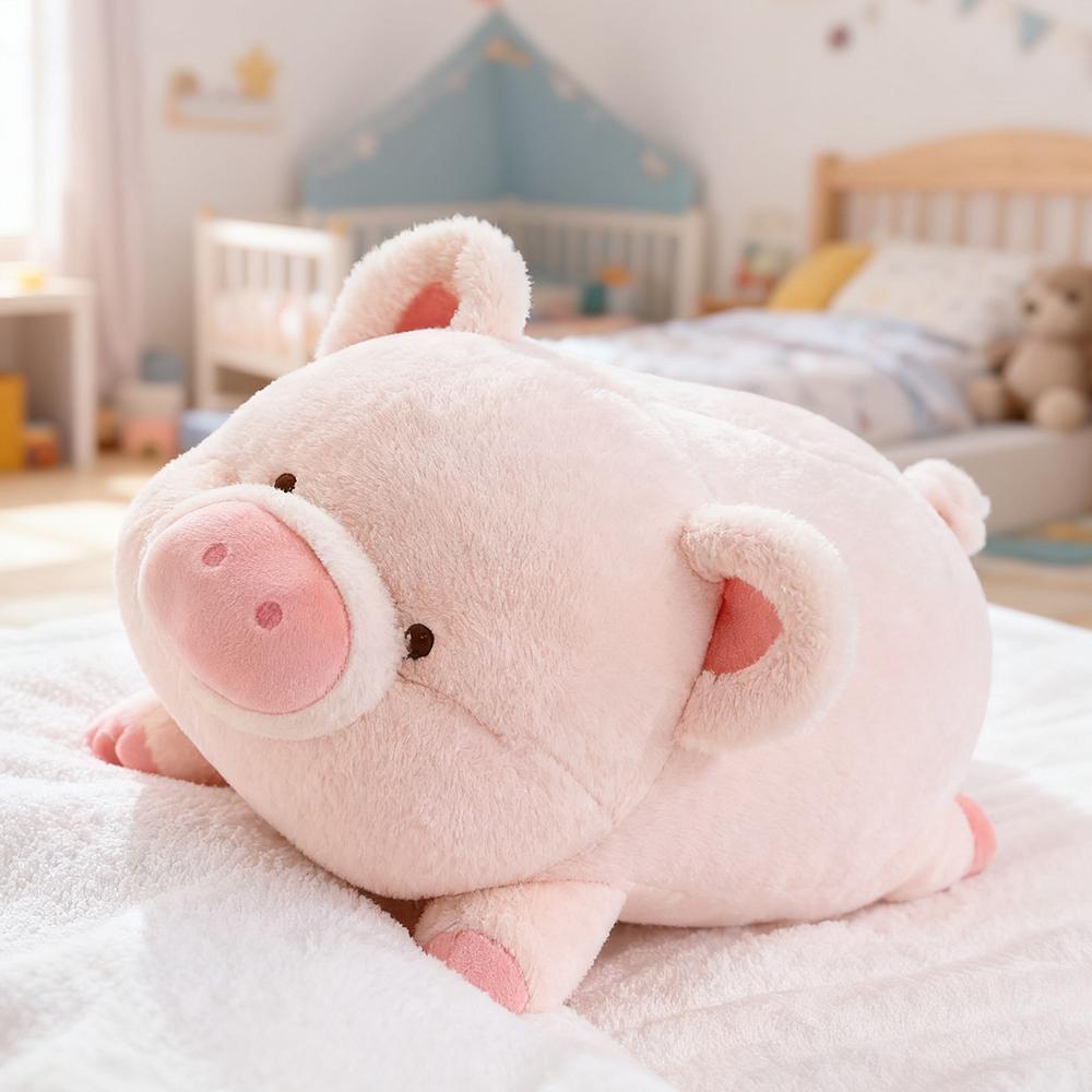 Zachtroze Varkens Knuffel Schattig Varkentje Gevuld Kussen Liggend Varkentje Pop Anime Dier Varkens Kussen Kamer Decoratie Kerst Verjaardagscadeau 45-50cm