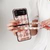 Plaid Pattern Cute Bear Phone Case For Samsung Galaxy Z Flip 4 3 Z Flip5 ZFlip4 5G Cover with Leather Hand Rope Cases For Oppo Find N2 Flip