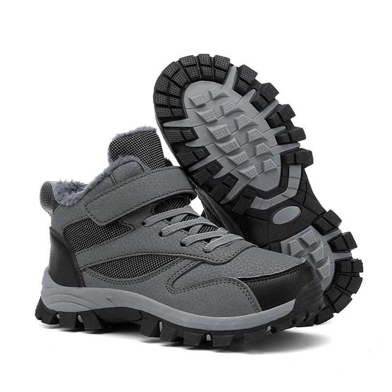 Boys' Waterproof Leather Hiking Shoes - Non-slip, Wear-resistant, Autumn/Winter Outdoor Running Shoes for Kids