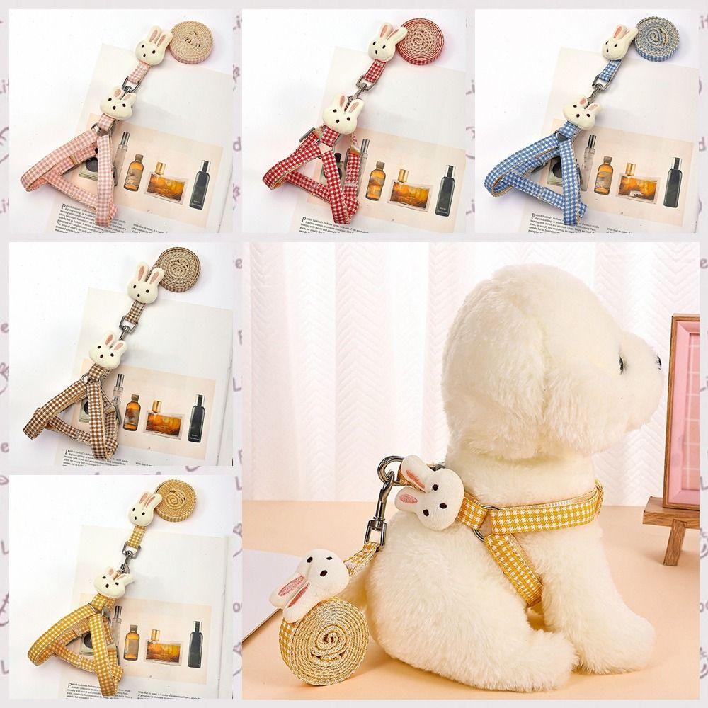 Adjustable Rabbit Doll Dog Harness Rabbit Doll Dog Chest Strap Dog Plaid Chest Vest  Puppy