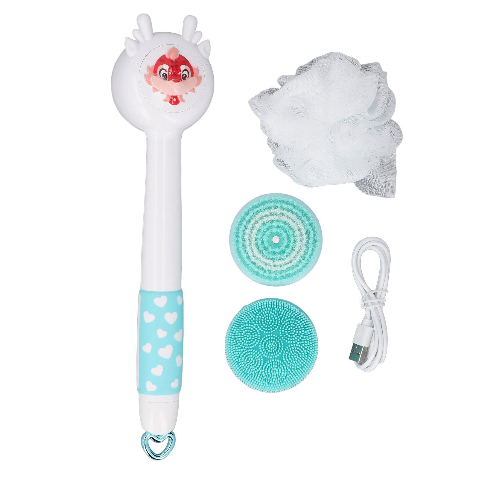 

Электрическая щетка для тела для детей с длинной ручкой, автоматическая, 2 скорости, водонепроницаемая, зарядка типа C, электрическая Blue