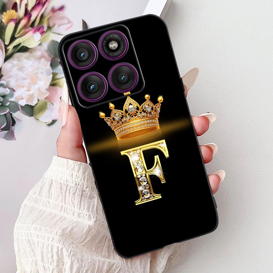 For Motorola Edge 60 Pro Case 2025 Luxury Crown Letters Soft Silicone Black Phone Cover For Moto Edge 60 Fusion 60s Edge60 Funda