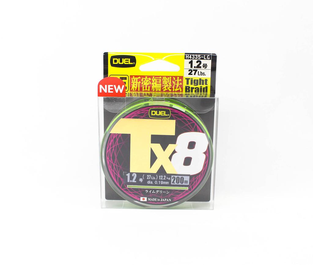 Yo Zuri Duel P.E Line TX8 200m P.E 1.2 12.2Kg (0.19mm) LG H4335-LG