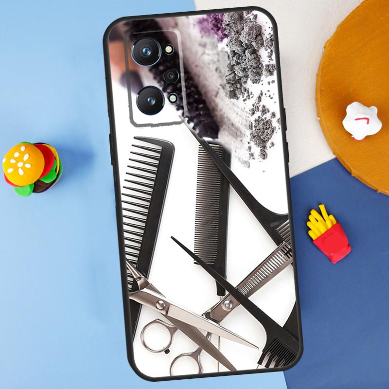 Hair Stylist Scissors Brush Switch For Realme GT7 Pro GT 6T 6 5 C67 C61 C55 C53 C51 C21Y C25S C75 10 11 12 13 14 Pro Plus Case