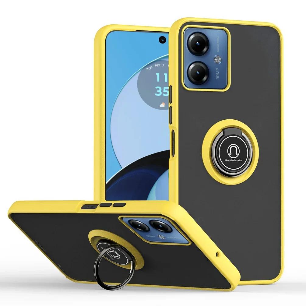 Armor Case For Motorola Moto G35 G55 G85 5G E14 G04S G04 G24 G84 G54 G53 Cover Ring Magnetic Holder Stand Coque Funda Shell Capa