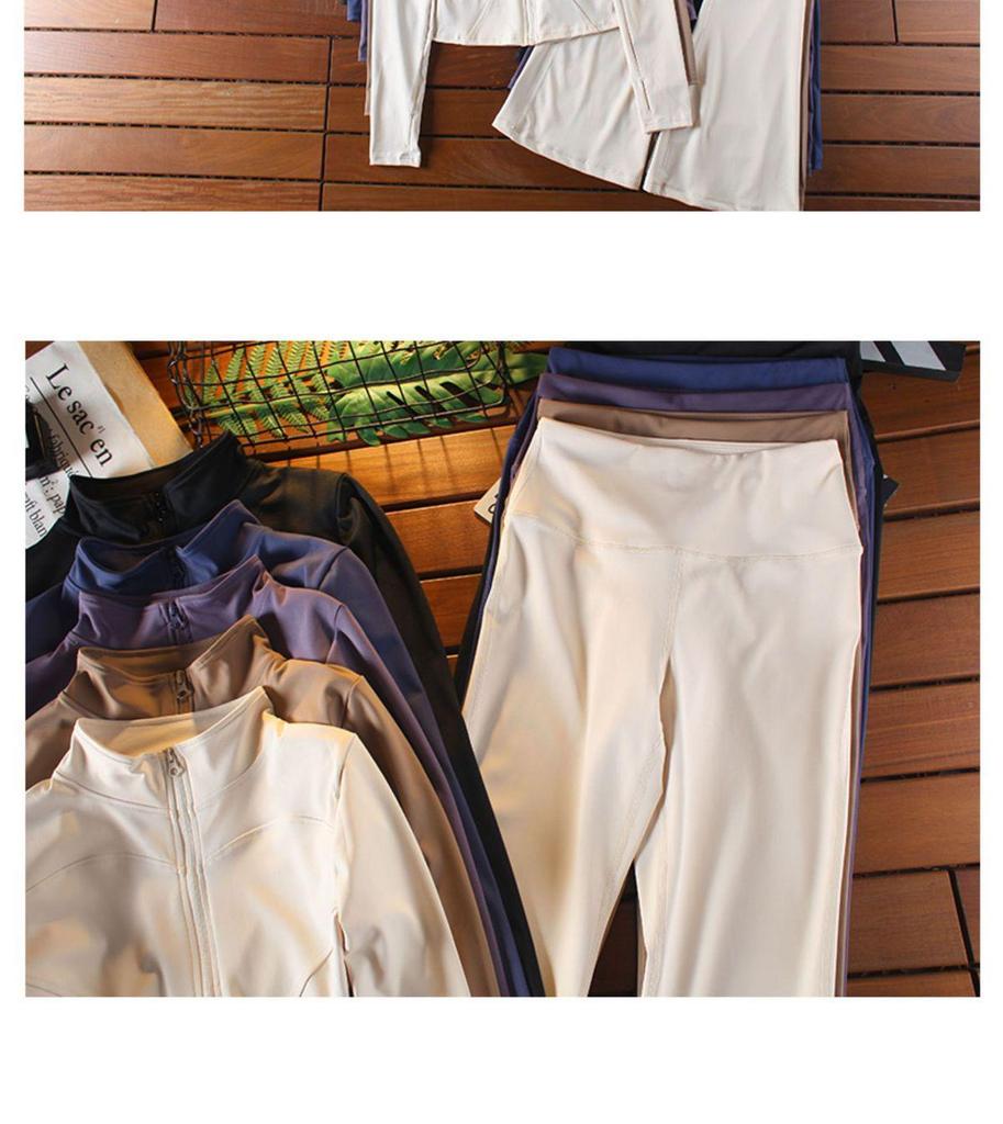 Women's Autumn/Winter Fitness Set: Elastic Quick-Dry High-Waisted Flared Pants & Slimming Yoga Jacket