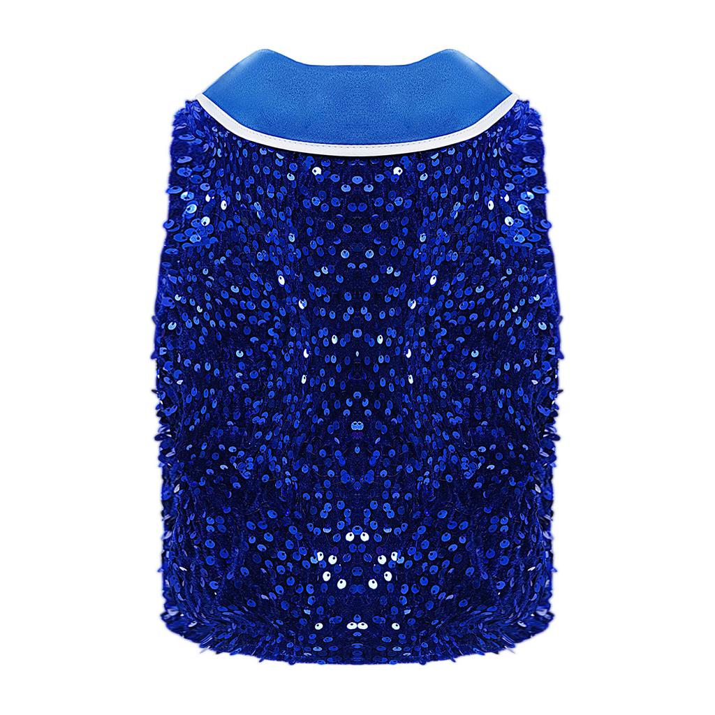 Unisex Kids Metallic Sequins Dance Vest Sparkling Buttons Irregular Hem Waistcoat Bowtie Party Costume