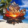 Maple Leaf Sun Catcher Sunset Hanging Decoration Stained Glass Style Acrylic Ornament for Bedroom Kitchen Window Balcony