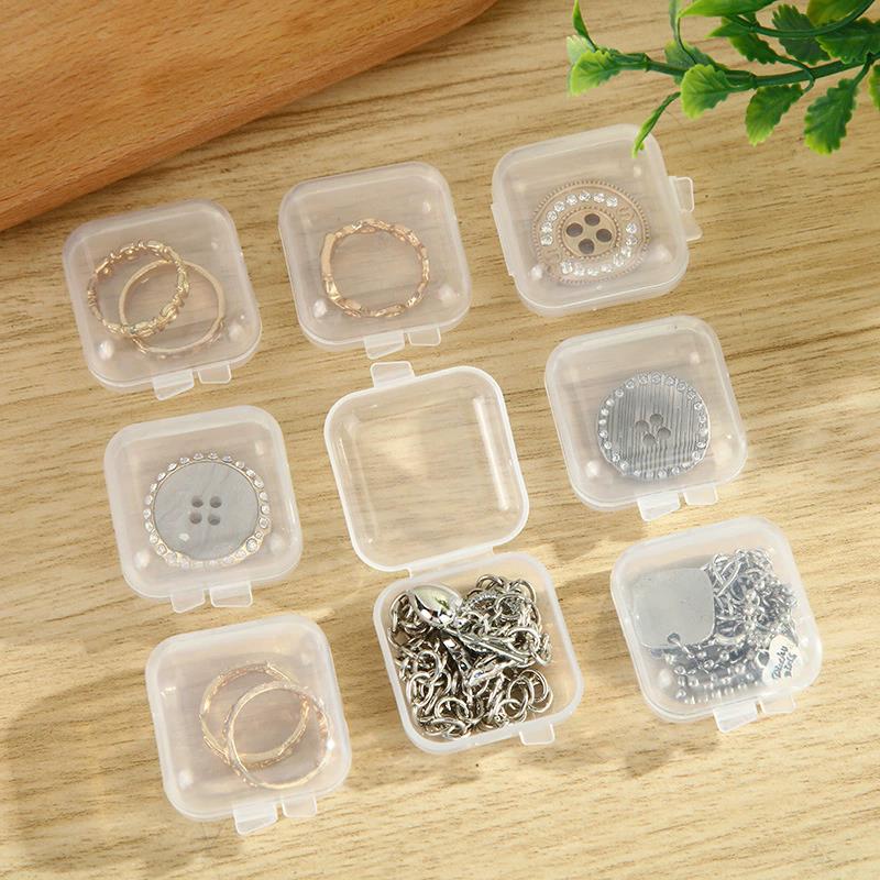 10pcs Mini PP Storage Box Transparent Plastic Case Container Square Rectangle Packaging Box For Jewelry Display Boxes TMZ