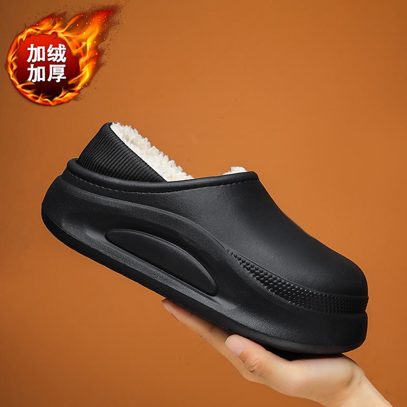 Baotou Cotton Slippers Men's Winter Velvet Warm Thickened Cotton Shoes Indoor and Outdoor Waterproof and Non-slip
