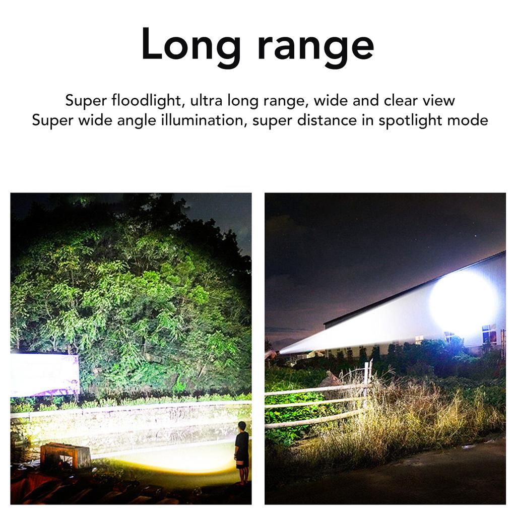 Einziehbare Taschenlampe Superhell Große Reichweite Batterieanzeige Aluminiumlegierung USB-Taschenlampe für Outdoor-Camping