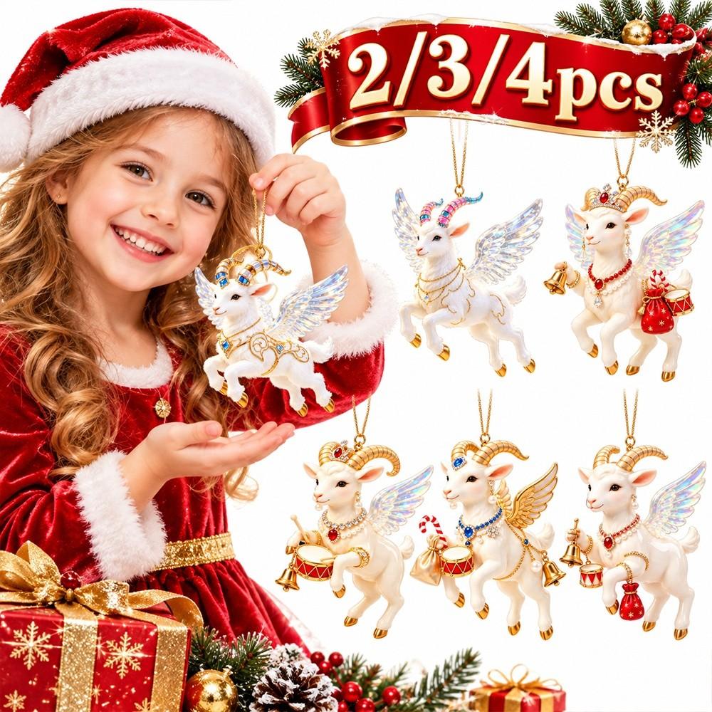 Shining Goat Hanging Ornament Set 2D Flat Christmas Tree Ornament New Keychain  Bag Charms