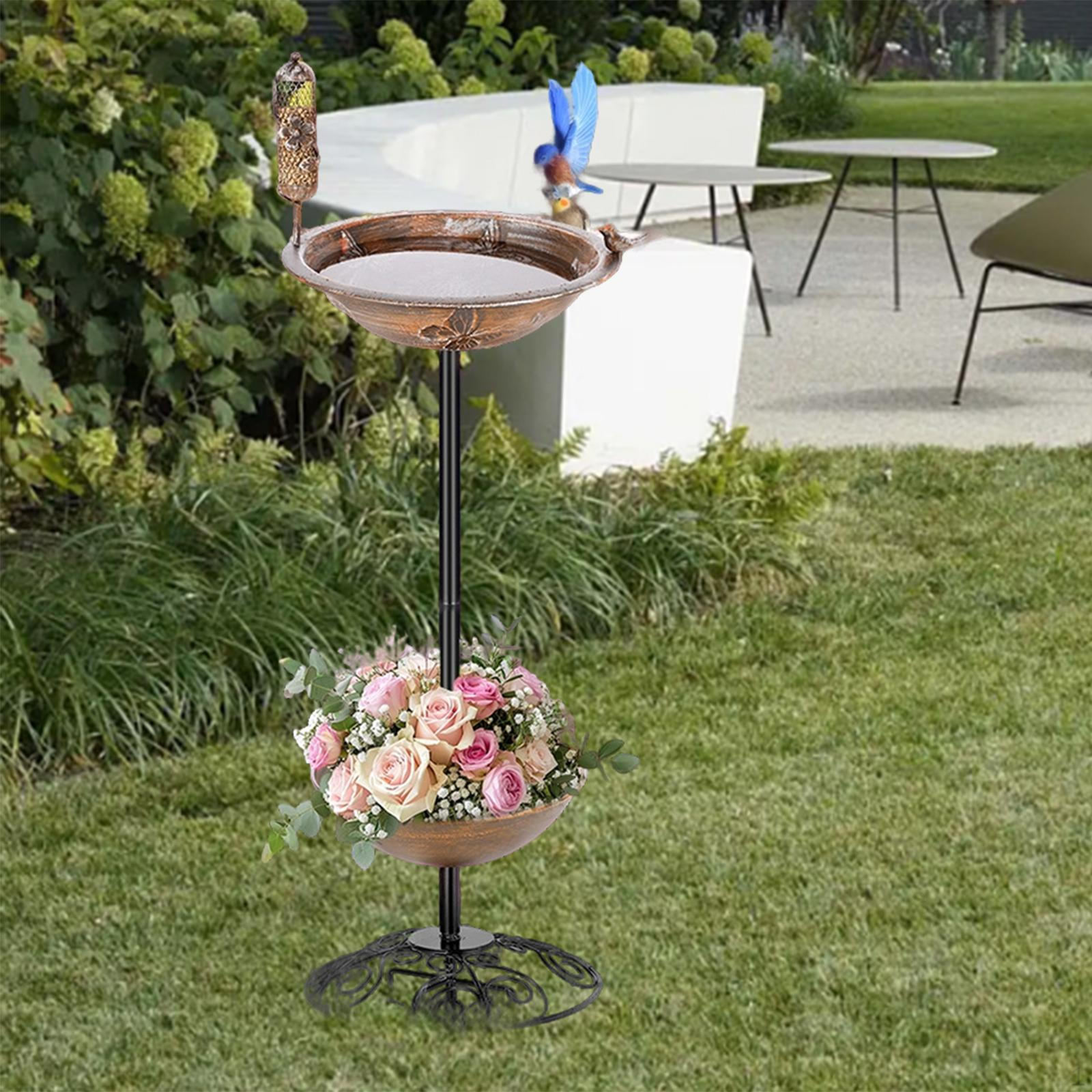 

Iron Birdbath Freestanding Birdfeeder Heavy Duty Multifunctional Bird Lovers Gifts 5 Prongs Base for