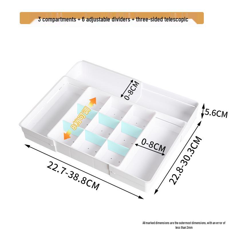 Retractable Kitchen Drawer Organizer with Removable Dividers - Deep Cabinet Storage Tray