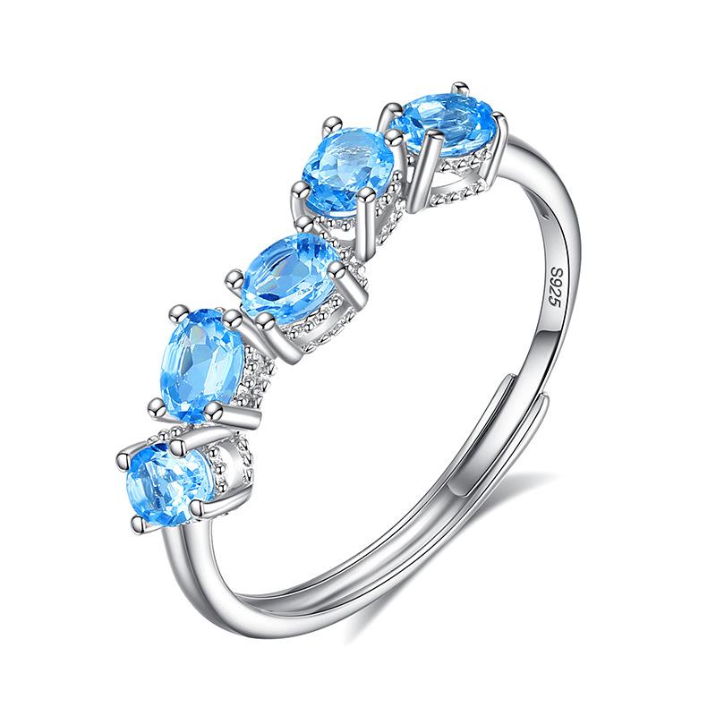 Natural Crystal Stone Ring Live Design S925 Sterling Silver Inlaid with Colorful Treasure Material Jewelry Fashion Jewelry Holiday Gifts