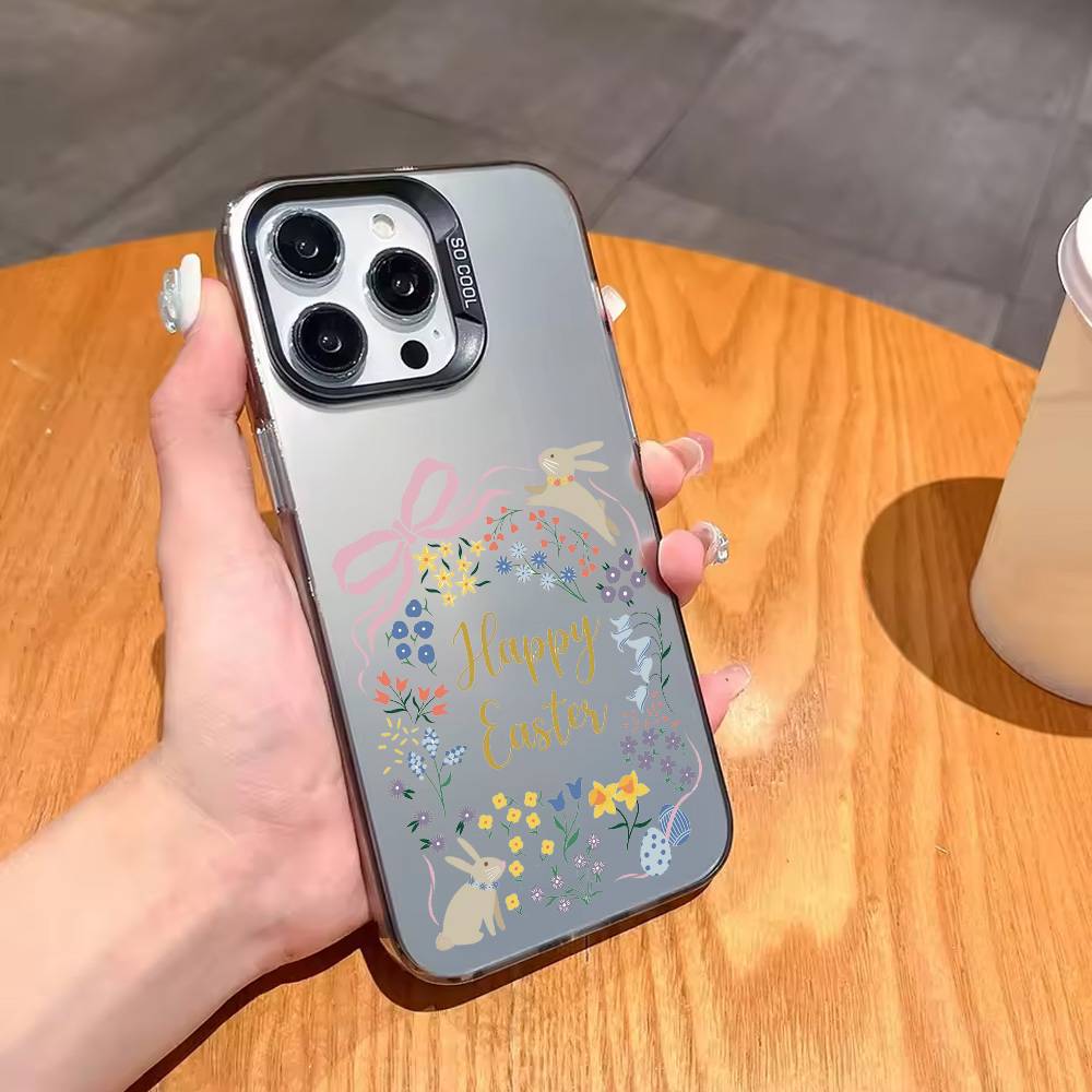 H-Happy Easter To You Phone Case For iPhone17,16,15,14,13,12,11 Plus,Pro Max Candy Silver Plated Inside Cover