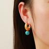 Ying Tai 18k Gold High-Polish Non-Fading Turquoise Stainless Titanium Steel Stud Earrings for Women.