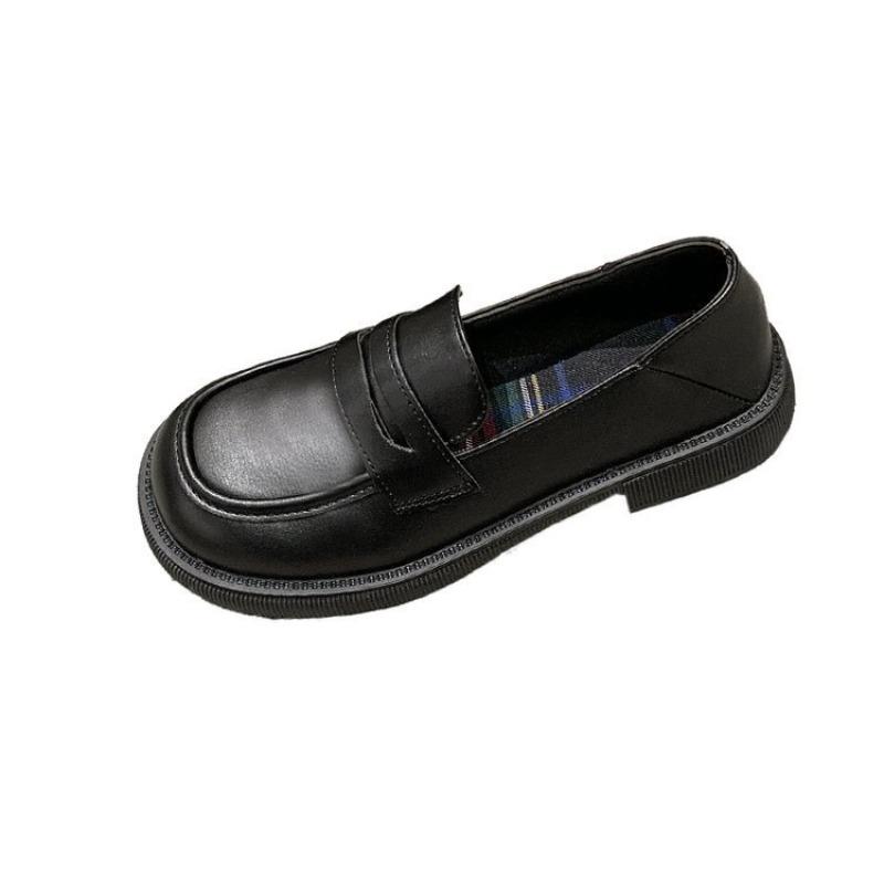 Loafers with Round Toe and Thick-soled Leather Shoes Are Casual and Versatile Single Shoes