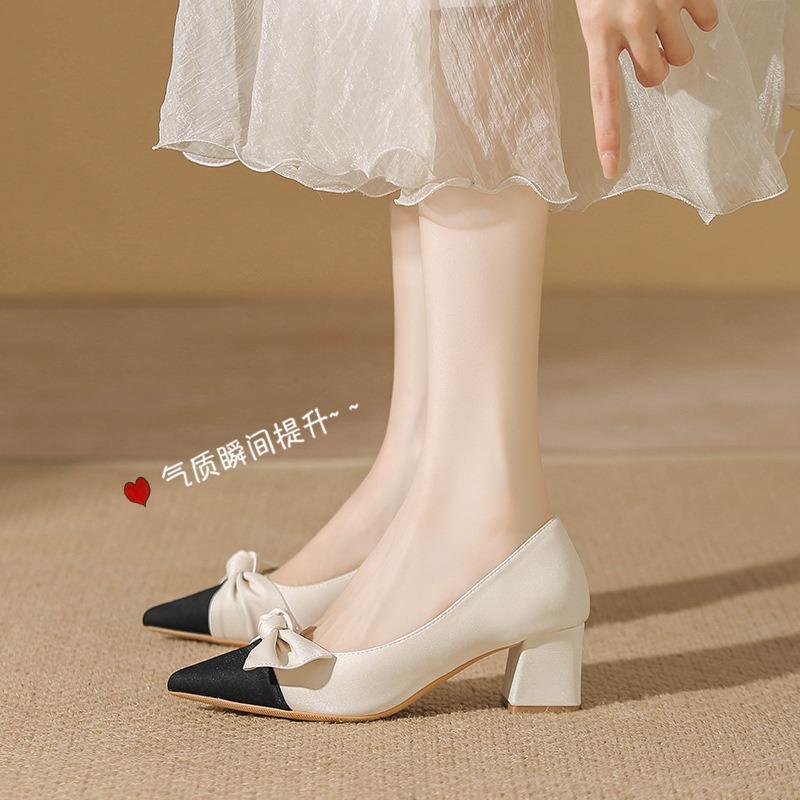 Wedding shoes new pointed head light mouth high heels temperament versatile color matching commuting single shoes women