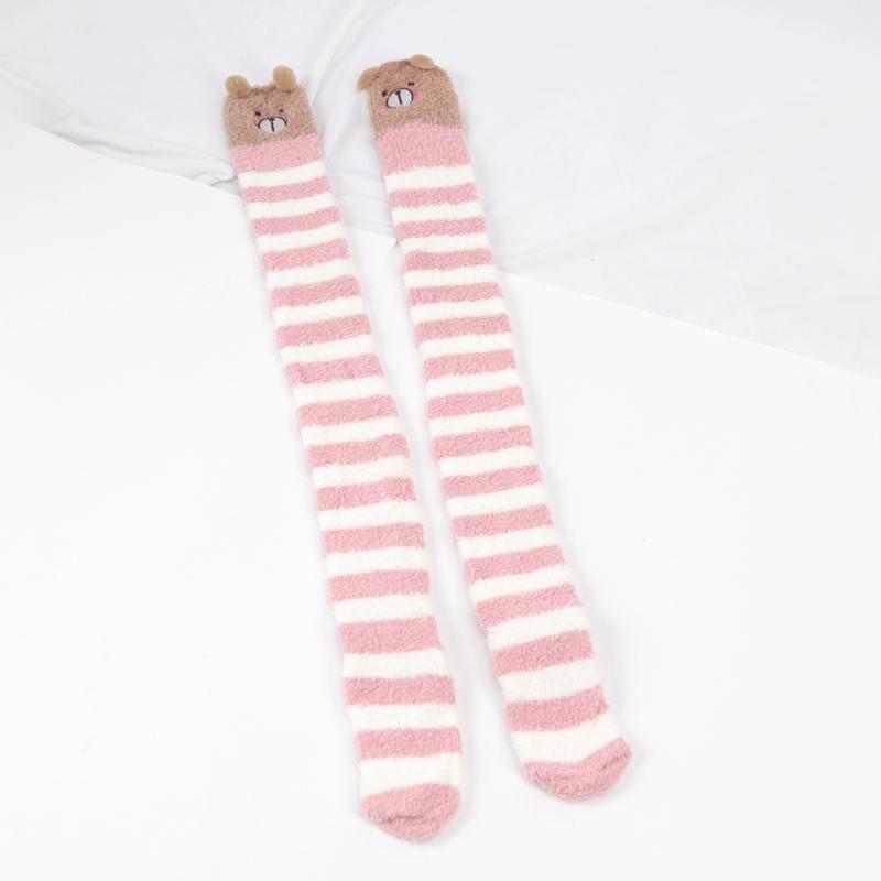 Nowe japońskie skarpetki podkolanówki Lolita Girl z modelowaniem zwierzęcym w paski, urocze, kompresyjne, jesienno-zimowe, ciepłe skarpetki, przytulne długie podkolanówki