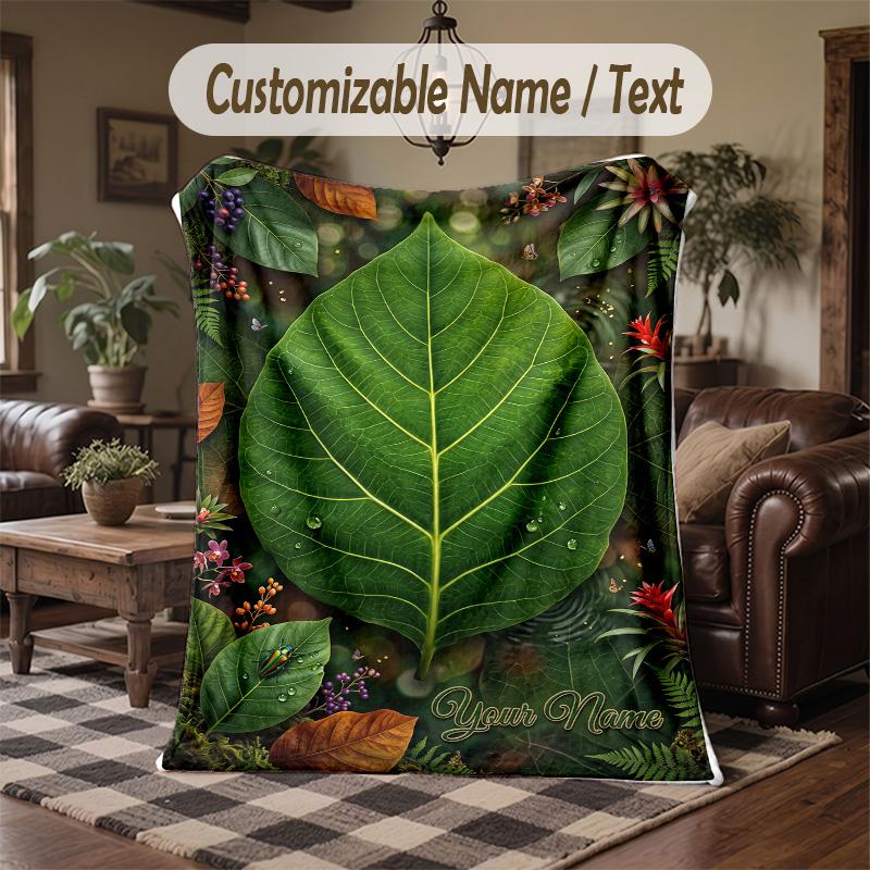 Jungle Animal Parade Theme Throw Blanket Custom Name Text Personalized Blanket Soft Cozy Blanket for Home Sofa Bed