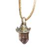 Yuji Retro Style Natural Amethyst Hexagonal Column Witch Hat Pendant, Niche Unique Simple Pendant