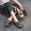 Chaussons Respirants pour Femmes Shanghai Jiezhou 2024 à Talon Compensé Ethnique et Bout Ouvert