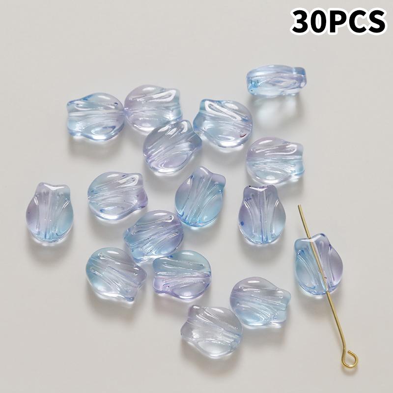 30Pcs Tulips Flower Lampwork Beads Multicolor Glass Flora Beads Multicolor Loose Beads For Diy Bracelets Jewelry Making