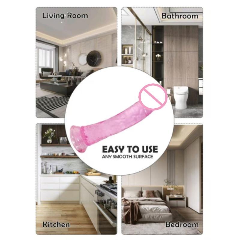 Cheap Pink Dildo with Suction Cup 6 Sizes Realistic Penis Waterproof Sex Toys for Women Female Masturbator Erotic Gode Cock Dick