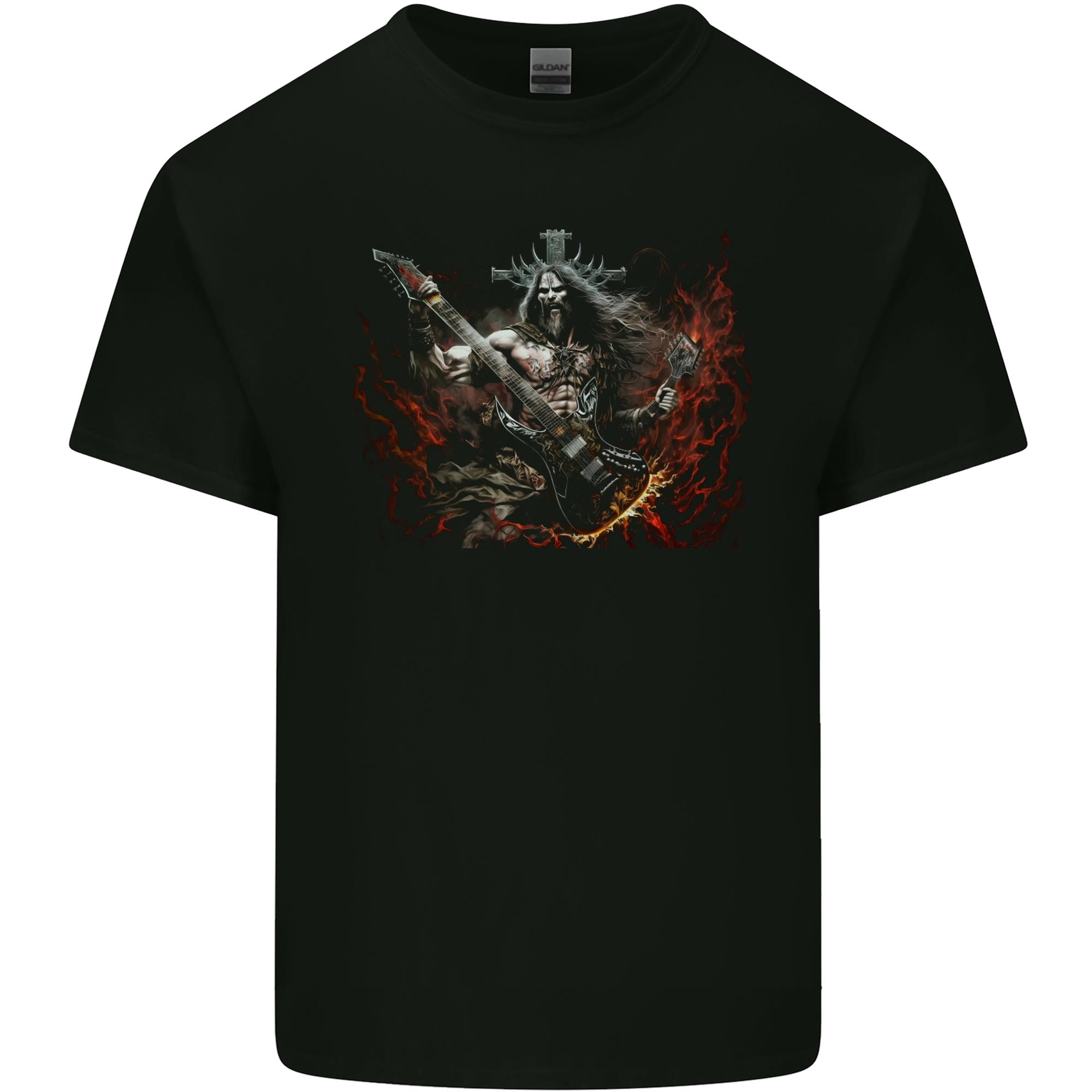 Viking Rocker Rock n Roll Heavy Metal Guitar Skull Unisexs Light Cotton TShirt S
