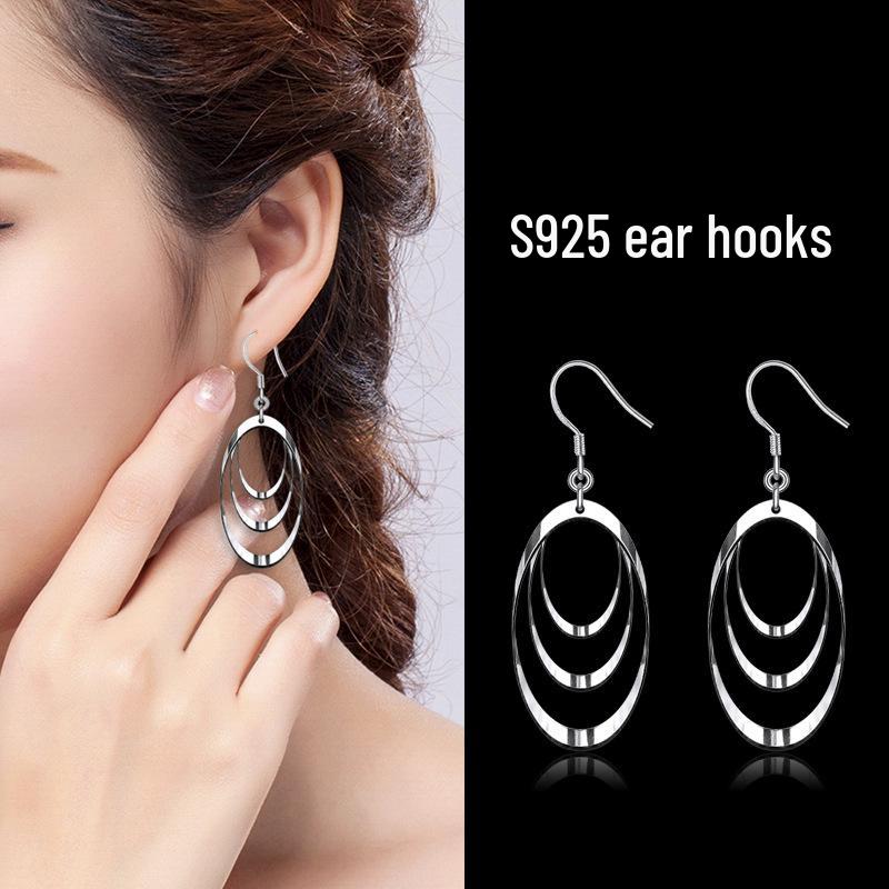 

Elegant Korean Fashion Retro Silver Disc Earrings