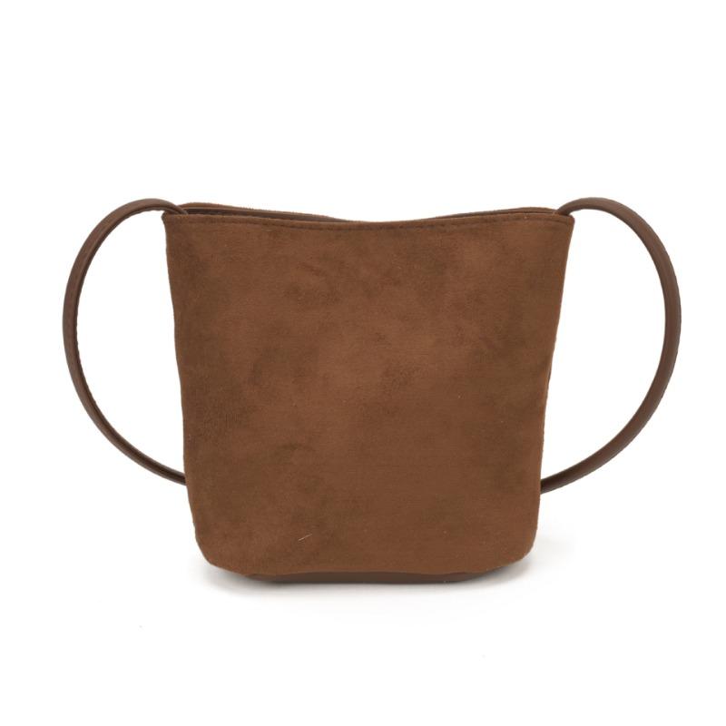 Women Fashion Mini Suede Pu Single Shoulder Underarm Small Bucket Handbag