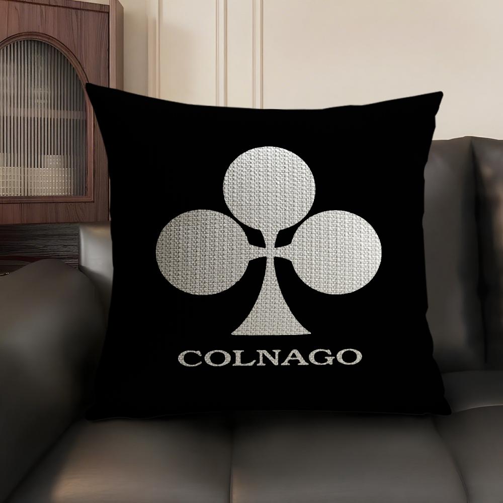Racing C-Colnago Bicycle Logo Cushion Cover Summer Linen Organic Fabric Double-Sided Printing Sofa Pillow Case Home Decor