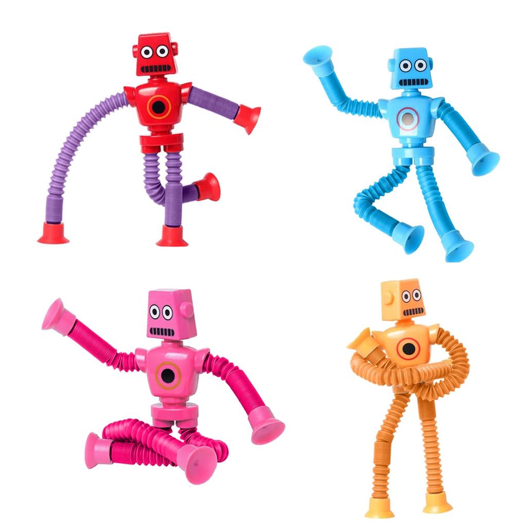 4 Pieces Pop Tubes Sensory Toys Giraffe Fidget Tubes Pack Telescopic Suction Cup Toys Fidget Toys for Kids (Giraffe)