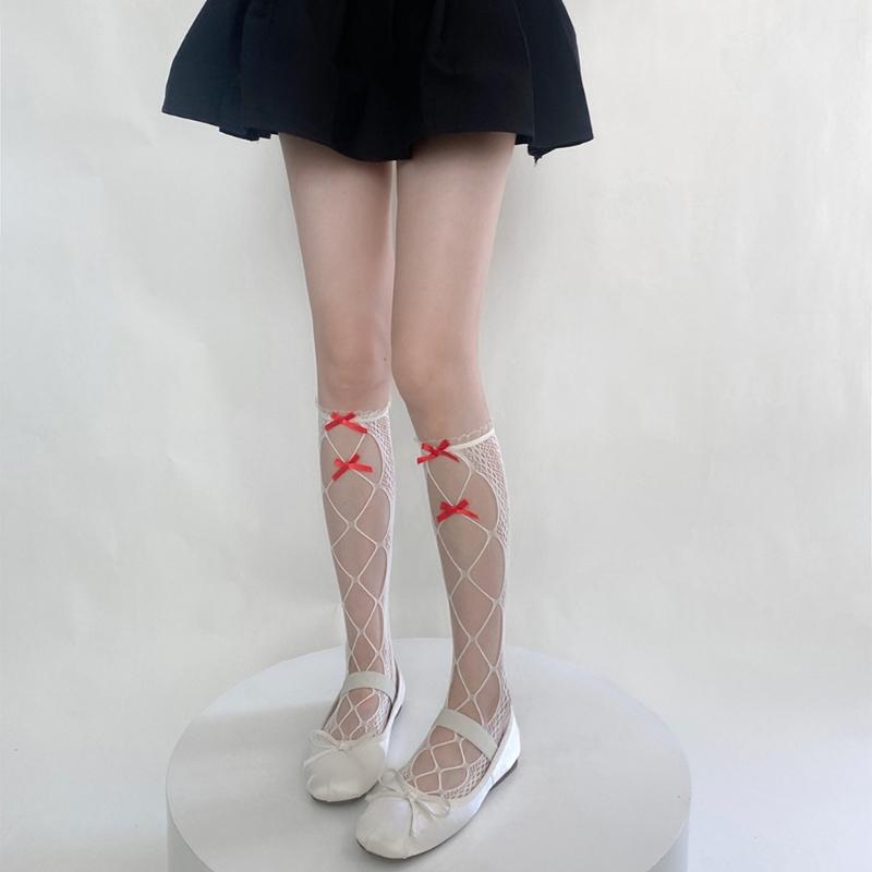 Womens Calf Socks, Sweet Girl Lace Ruffle Knee Socks Fashion Ladies Girl Princess Mesh Socks Japanese Stockings