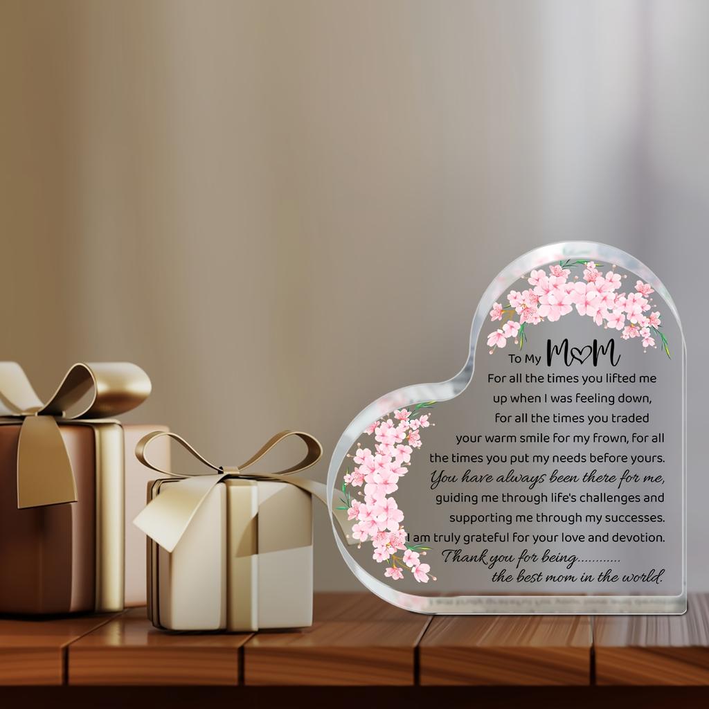 1pc Modern Acrylic Mother'S Day Gift for Mom - Heartfelt Keepsake with Floral Design, No Batteries Needed, Perfect for Home Decor or Special Occasions