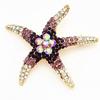 Korean Marine Life Brooch: Starfish & Shell Pin with Metal, Diamond, & Pearl Accents