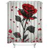 Stylish Red Rose Shower Curtain - Modern Monochrome Floral Design for a Waterproof and Unique Bathroom Décor Set