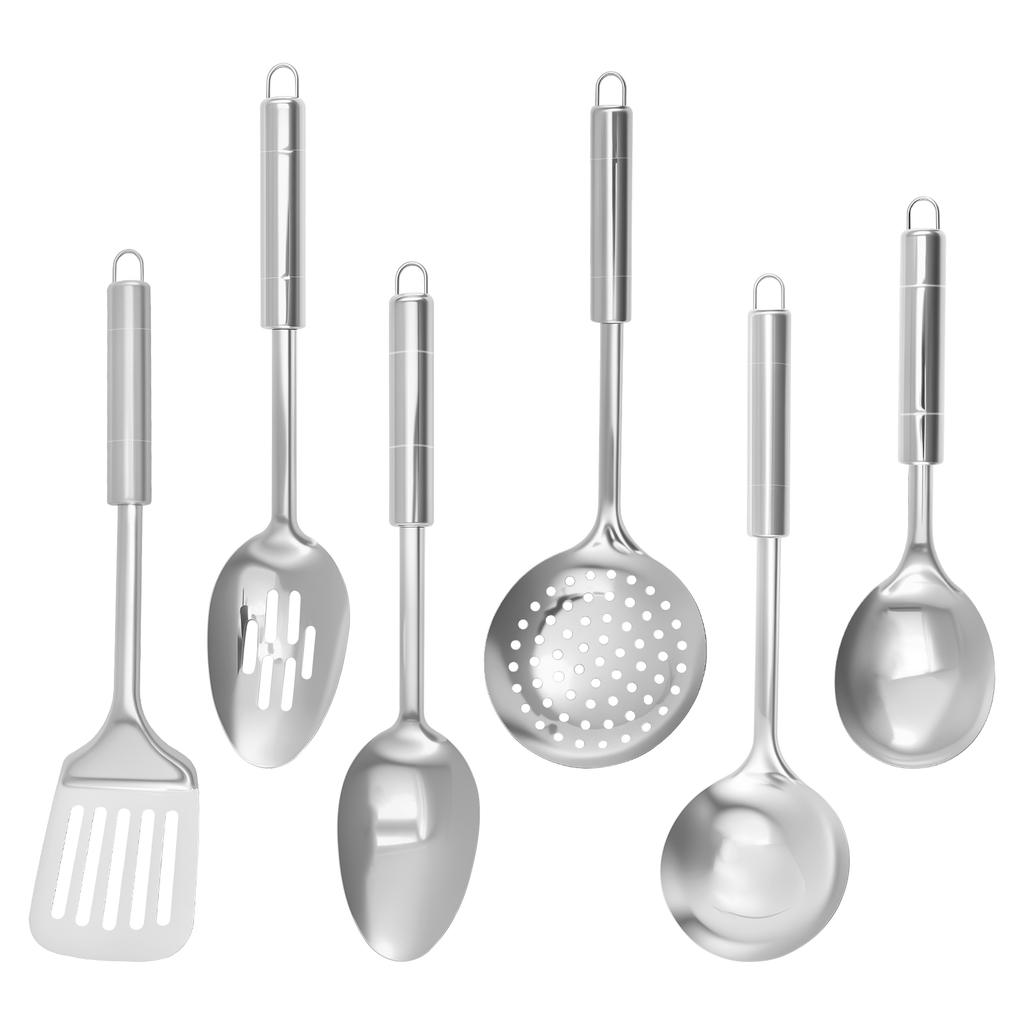 6 Pcs Cooking Utensils Set Stainless Steel Kitchen Utensil Set Heat Resistant Wok Utensils Set Versatile Kitchen Cooking Tools