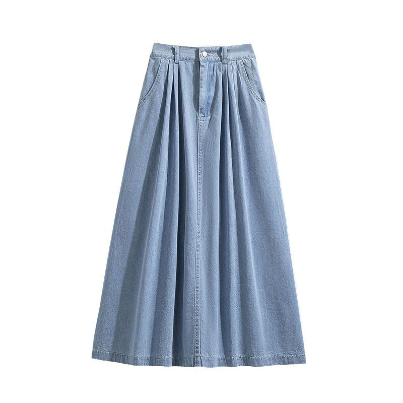 Vintage Split A Line Denim Midi Skirt For Women Plus Size