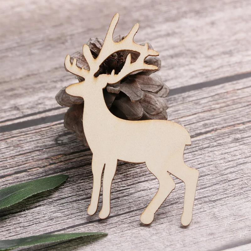 10Pcs Wooden Elk Decor Christmas Tree Hanging Reindeer Hanging Card Vivid Christmas Decorations Festival Decor Party Supplies
