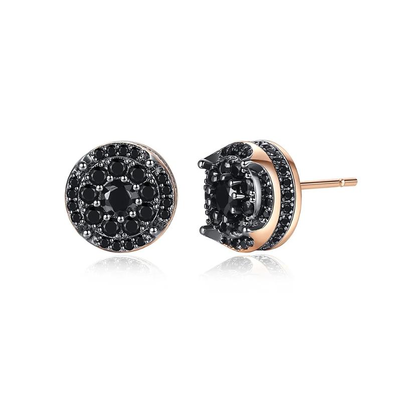 5 Styles Elegant Natural Black Zircon Stud Earrings For Women  Rose Gold High Quality Daily Fine Jewelry