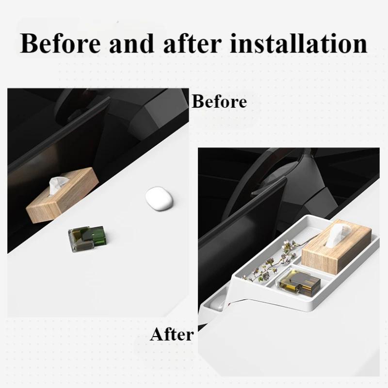 For Tesla Cybertruck 2025-2025 Central Control Screen Rear Storage Tray Dashboard Storage Box Hidden Tissue Holder Phone Bracket
