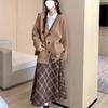 Women's Retro Plaid Woolen Skirt - High Waist, Plus Size, Slimming A-Line, Mid-Length for Autumn/Winter