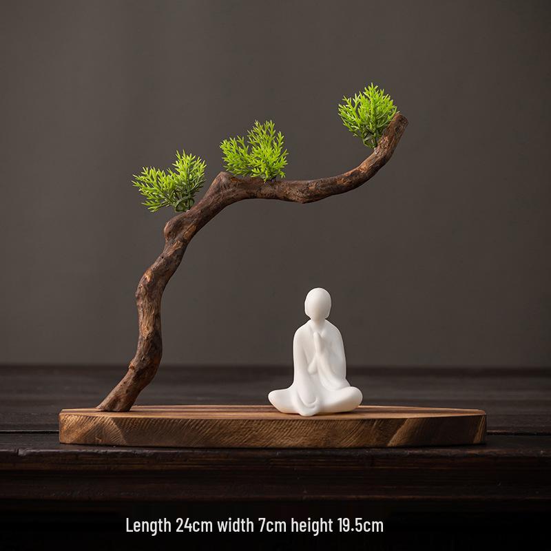 Solid Wood Root Carving Ornaments: Natural Zen Base for Home Decor