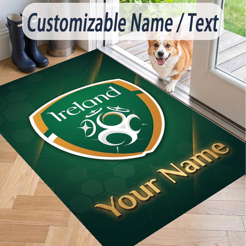 Custom Text Printed Rug Ireland Rugby Non Slip Floor Carpet For Home Room Decor