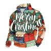 Bluză casual pentru bărbați cu fermoar scurt și guler ridicat, cu imprimeu de Crăciun, pentru purtare festivă